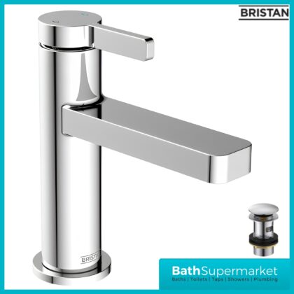 Bristan Elevar Luminance Chrome Mono Basin Mixer Tap With Clicker Waste