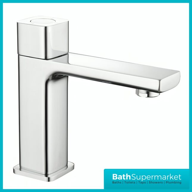 Tailored AquaSquare PressFlow Chrome Push Button Basin Mixer Tap