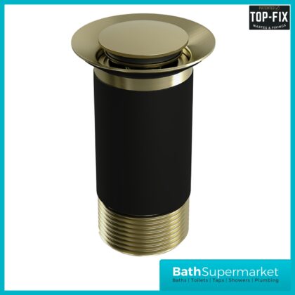 Ellsi Brushed Brass Round Unslotted Click Clack Basin Waste Top-Fix
