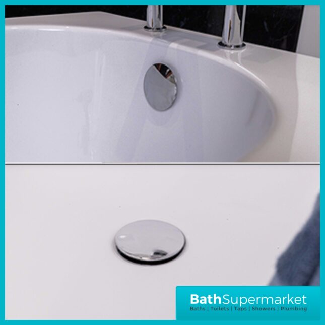Ellsi Chrome Round Click-Clack Bath Waste Top-Fix With Overflow Waste