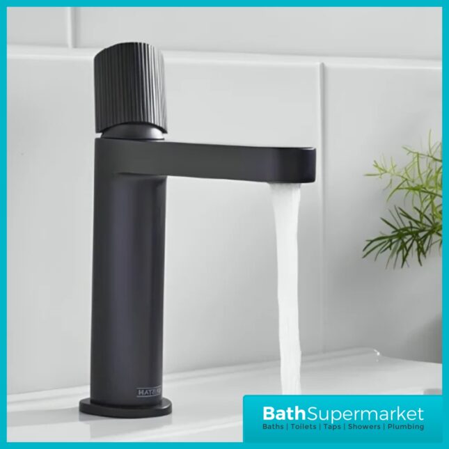 Bristan Liso Matt Black Mono Basin Mixer Tap With Clicker Waste