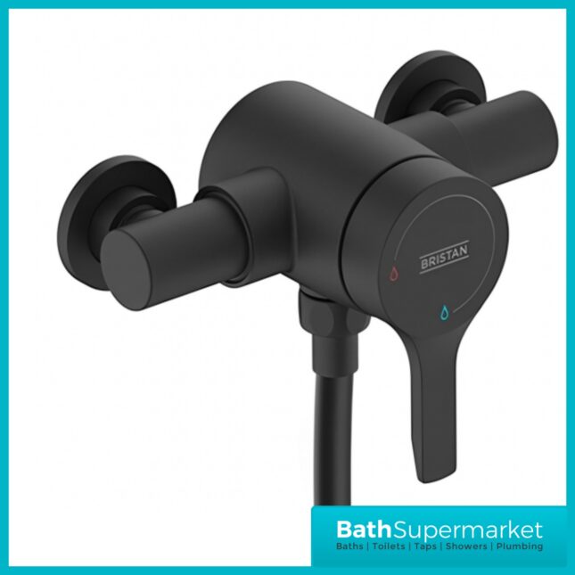 Bristan Onza Matt Black Thermostatic Exposed Valve Mixer Shower Kit