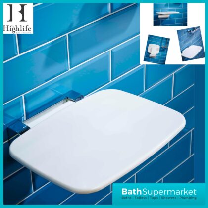 Highlife Stroma Luxury White Space Saving Thermoset Folding Mobility Shower Seat