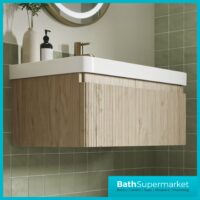AquaVolere Kasai Textura Oak Fluted Wall Hung 1 Drawer Basin Unit 805mm