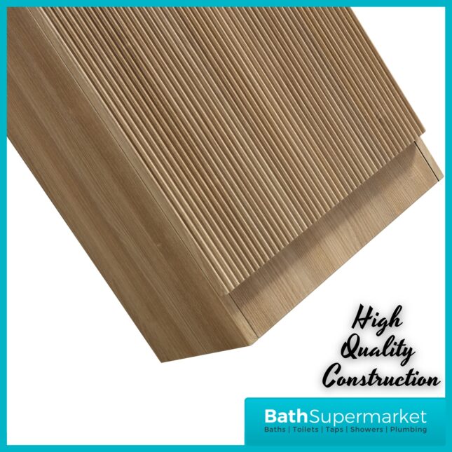 Tailored Fluted Oak Mini Compact Cloakroom Floor Standing Vanity Basin Unit 460mm