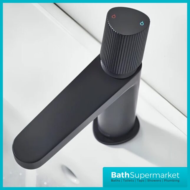 Bristan Liso Matt Black Mono Basin Mixer Tap With Clicker Waste