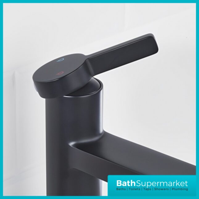 Bristan Elevar Matt Black Mono Basin Mixer Tap With Clicker Waste