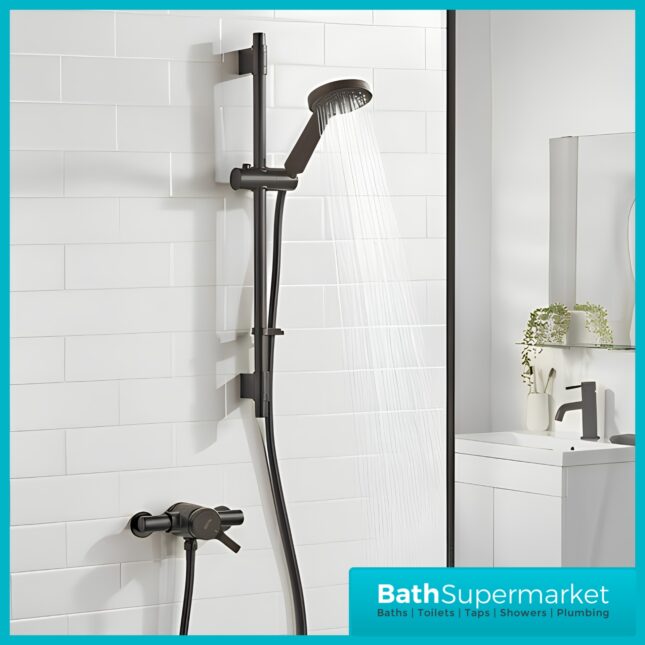 Bristan Onza Matt Black Thermostatic Exposed Valve Mixer Shower Kit