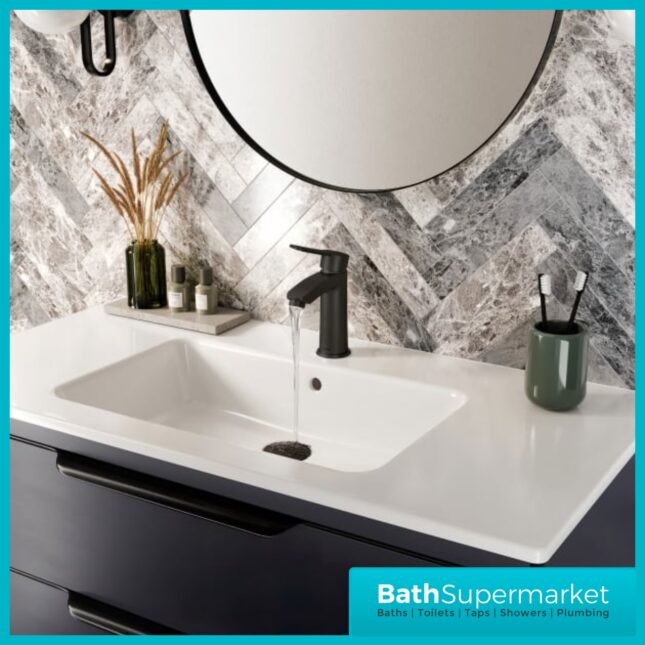Bristan Appeal Matt Black Eco Start Mono Basin Mixer Tap With Clicker Waste