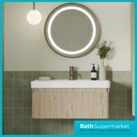 AquaVolere Kasai Textura Oak Fluted Wall Hung 1 Drawer Basin Unit 805mm
