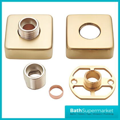 Highlife Bathrooms Square Brushed Brass Shower Fixing Brackets Kit