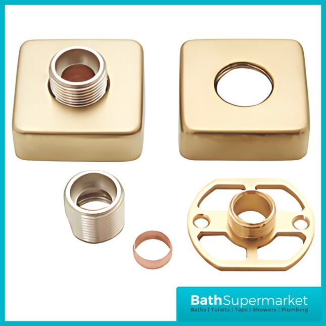 Highlife Bathrooms Square Brushed Brass Shower Fixing Brackets Kit