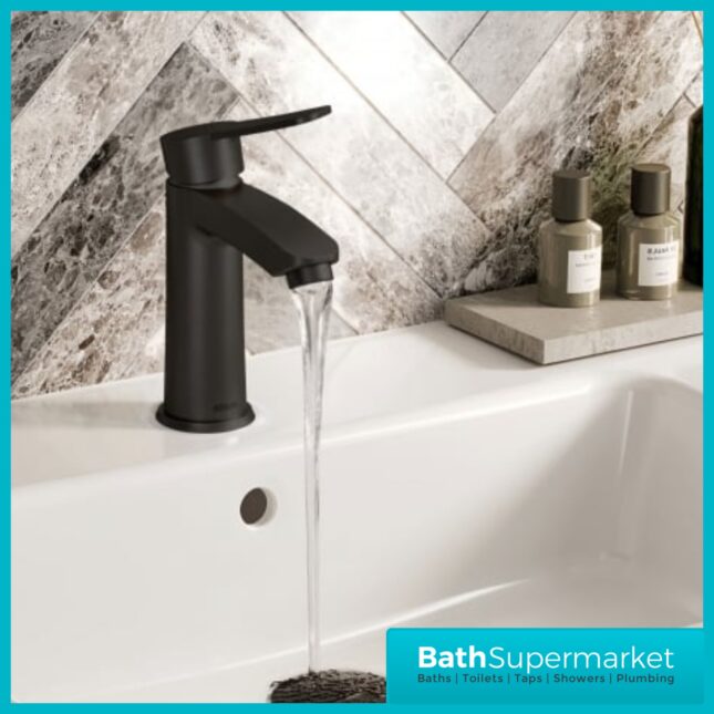 Bristan Appeal Matt Black Eco Start Mono Basin Mixer Tap With Clicker Waste