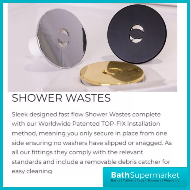 Ellsi Brushed Brass Round Fast Flow Shower Tray Waste With Elbow Top-Fix