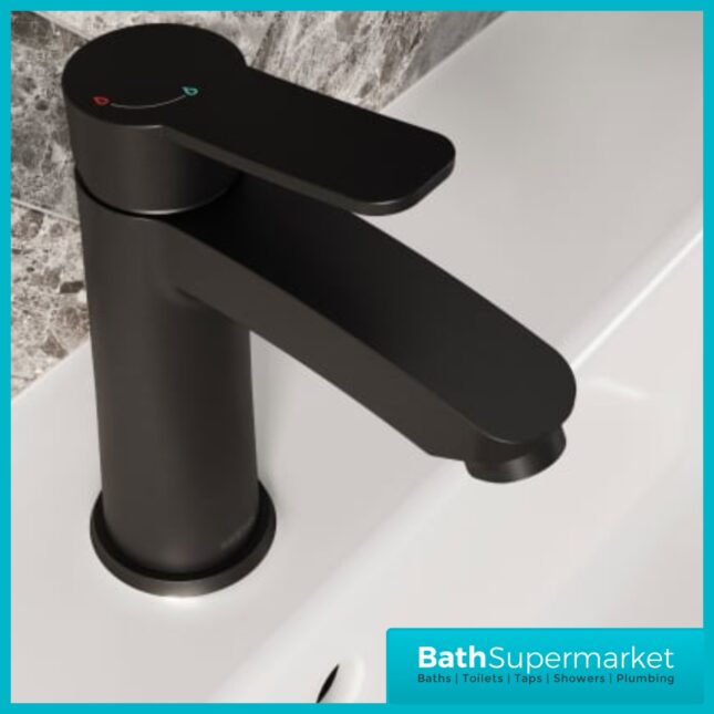 Bristan Appeal Matt Black Eco Start Mono Basin Mixer Tap With Clicker Waste