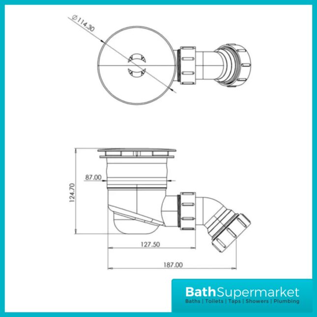 Ellsi Brushed Brass Round Fast Flow Shower Tray Waste With Elbow Top-Fix