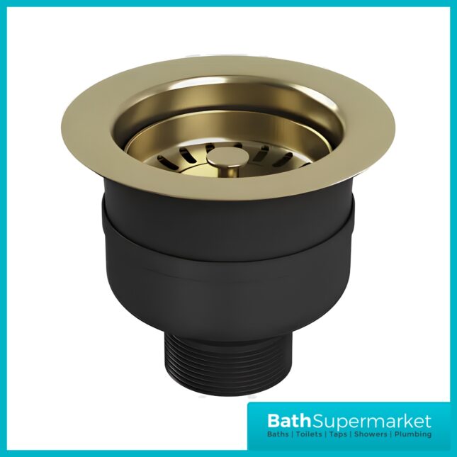 Ellsi Brushed Brass Kitchen Sink Waste Basket Strainer Top-Fix 90mm
