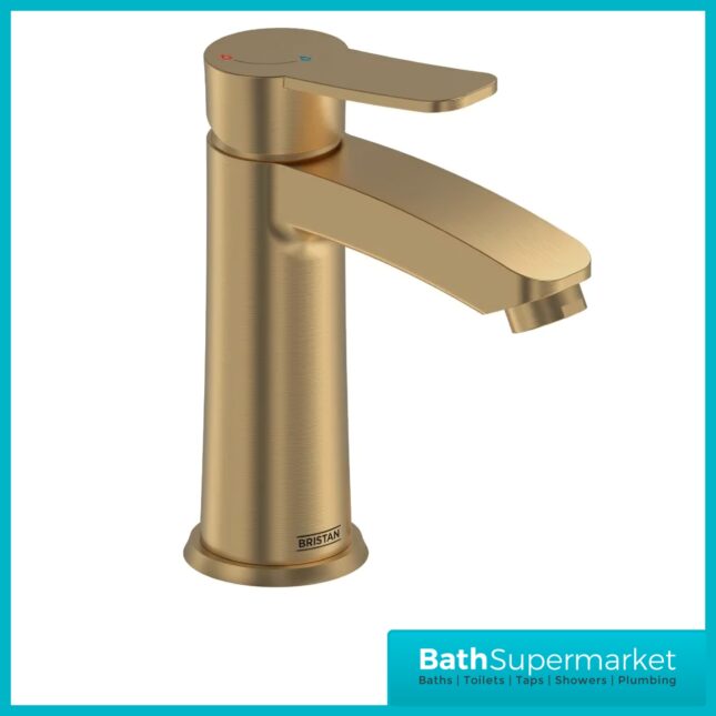 Bristan Appeal Brushed Brass Eco Start Mono Basin Mixer Tap With Clicker Waste
