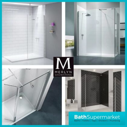 Merlyn Chrome 8mm Wetroom Clear Glass Screen Shower Panel & Accessories Pack