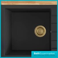 Ellsi Brushed Brass Kitchen Sink Basket Strainer Waste Top-Fix 90mm With Overflow