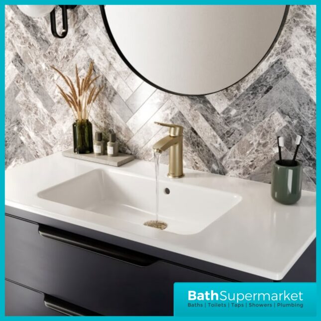 Bristan Appeal Brushed Brass Eco Start Mono Basin Mixer Tap With Clicker Waste