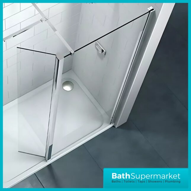 Merlyn Chrome 8mm Wetroom Clear Glass Screen Shower Panel & Accessories Pack