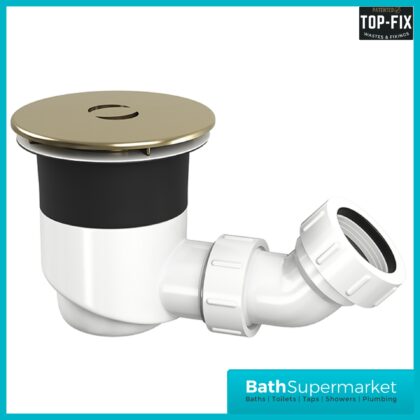 Ellsi Brushed Brass Round Fast Flow Shower Tray Waste With Elbow Top-Fix