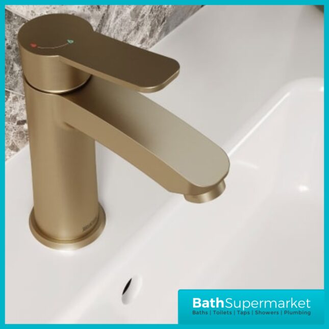 Bristan Appeal Brushed Brass Eco Start Mono Basin Mixer Tap With Clicker Waste