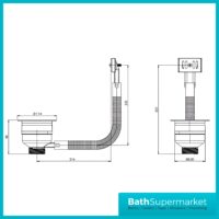 Ellsi Brushed Brass Kitchen Sink Basket Strainer Waste Top-Fix 90mm With Overflow