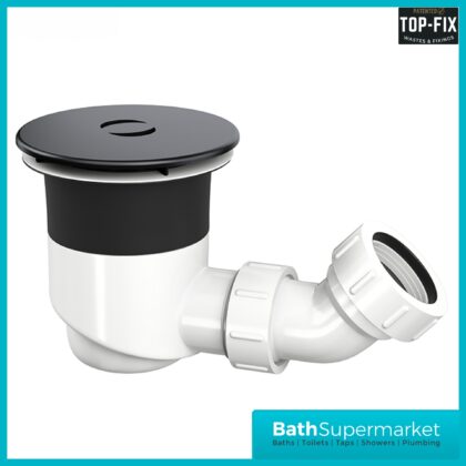 Ellsi Matt Black Round Fast Flow Shower Tray Waste With Elbow Top-Fix