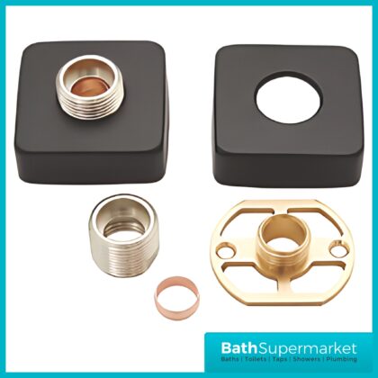 Highlife Bathrooms Square Matt Black Shower Fixing Brackets Kit