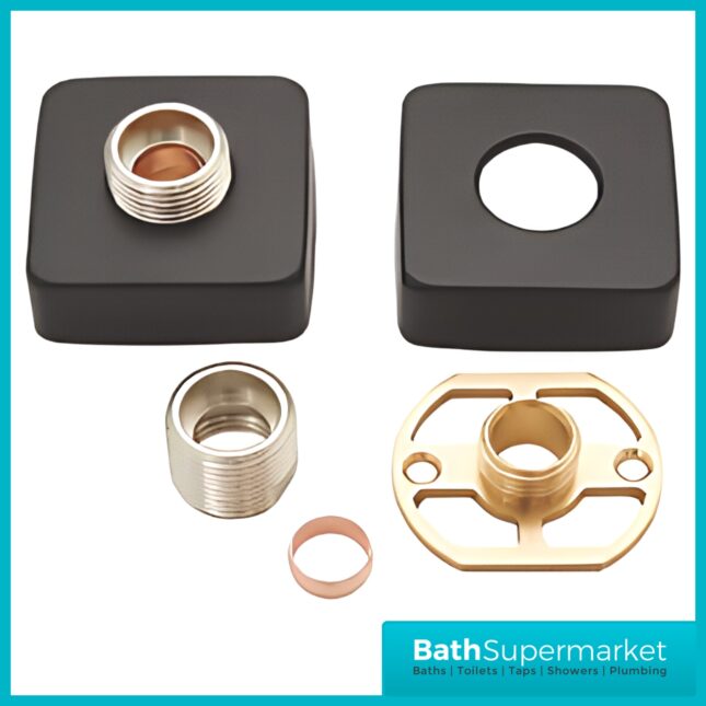 Highlife Bathrooms Square Matt Black Shower Fixing Brackets Kit