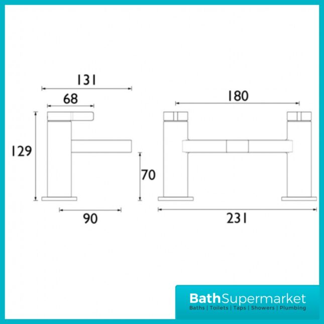 Bristan Elevar Matt Black Deck Mounted Bath Filler Tap