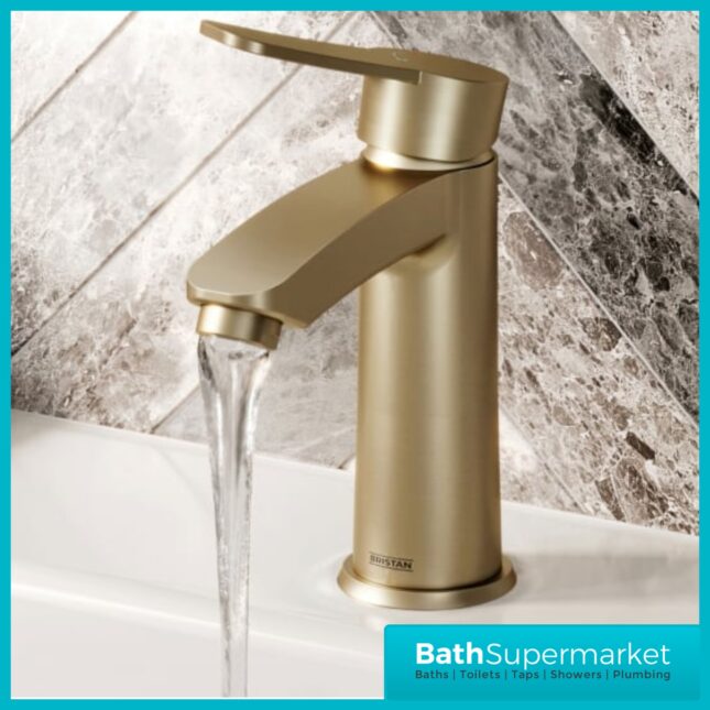 Bristan Appeal Brushed Brass Eco Start Mono Basin Mixer Tap With Clicker Waste