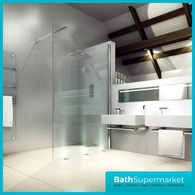 Merlyn Chrome 8mm Wetroom Clear Glass Screen Shower Panel & Accessories Pack