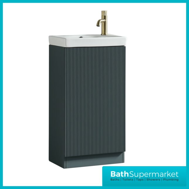 Tailored Fluted Sage Mini Compact Cloakroom Floor Standing Vanity Basin Unit 460mm