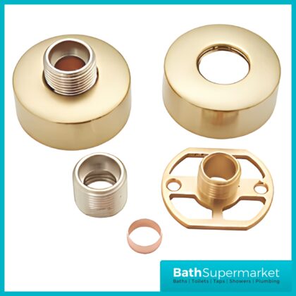 Highlife Bathrooms Round Brushed Brass Shower Fixing Brackets Kit