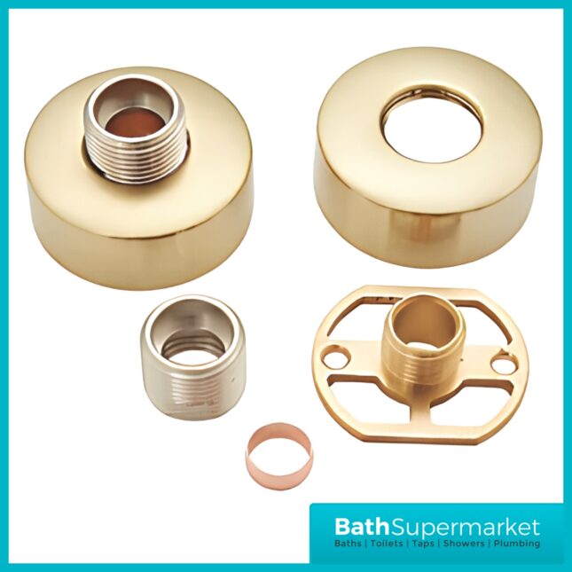 Highlife Bathrooms Round Brushed Brass Shower Fixing Brackets Kit