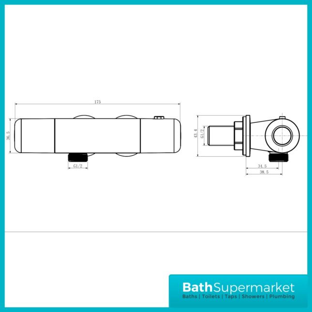 Highlife Bathrooms Chrome Horizontal Compact Thermostatic Caravan Shower Valve