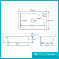 Tailored Fluted Soft Coffee Compact Cloakroom Floor Standing Vanity Basin Unit 460mm