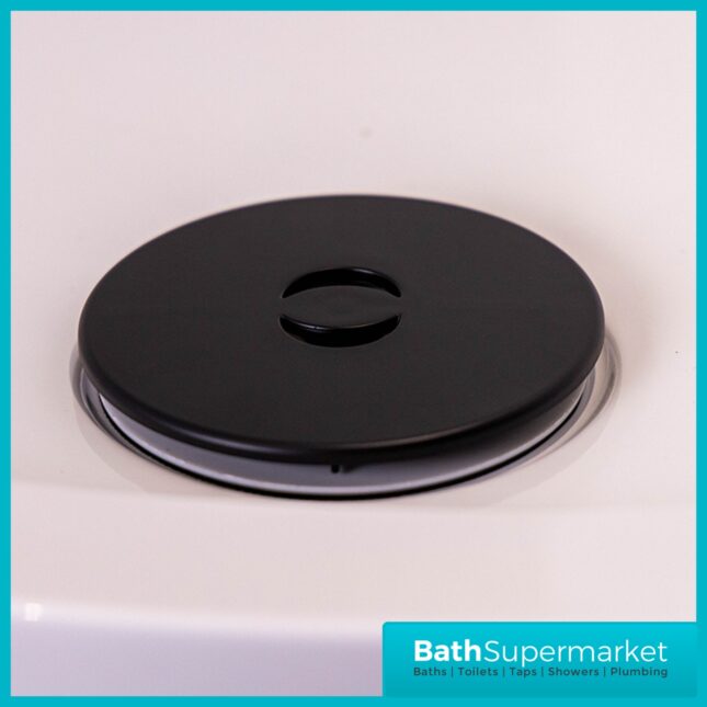 Ellsi Matt Black Round Fast Flow Shower Tray Waste With Elbow Top-Fix