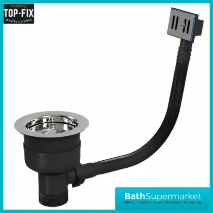 Ellsi Chrome Kitchen Sink Basket Strainer Waste Top-Fix 90mm With Overflow