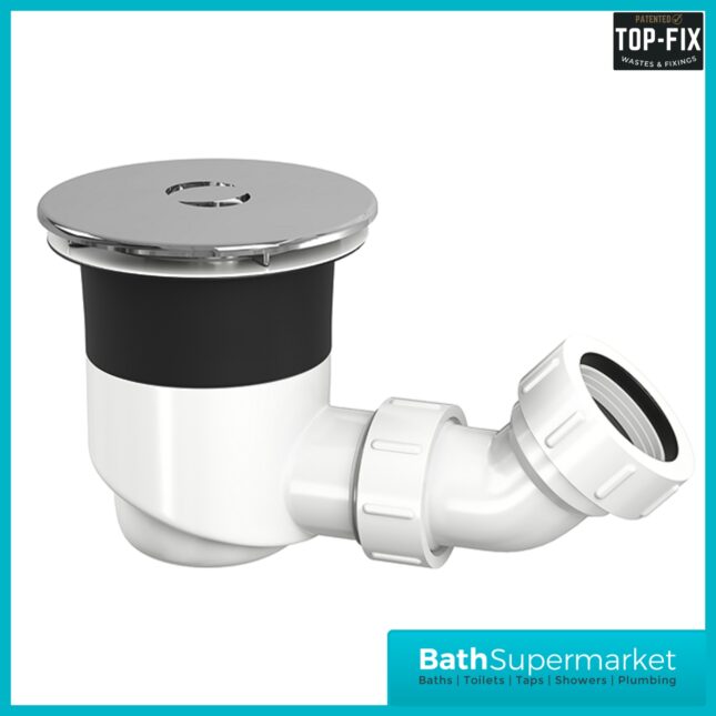 Ellsi Chrome Round Shower Tray Waste With Elbow Top-Fix