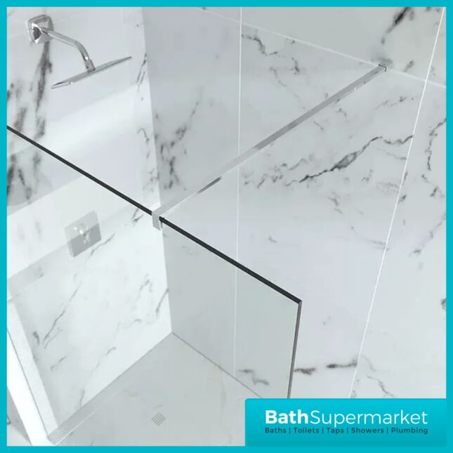Merlyn Chrome 8mm Wetroom Clear Glass Screen Shower Panel & Accessories Pack