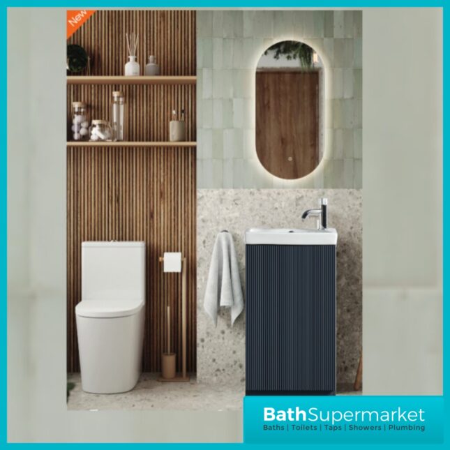 Tailored Fluted Midnight Shadow Cloakroom Floor Standing Vanity Basin Unit 460mm