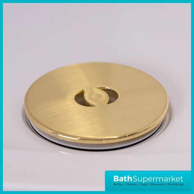 Ellsi Brushed Brass Round Fast Flow Shower Tray Waste With Elbow Top-Fix