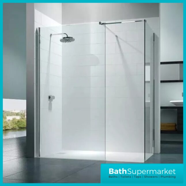 Merlyn Chrome 8mm Wetroom Clear Glass Screen Shower Panel & Accessories Pack