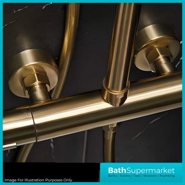Highlife Bathrooms Round Brushed Brass Shower Fixing Brackets Kit