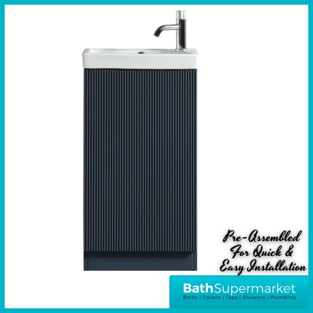 Tailored Fluted Midnight Shadow Cloakroom Floor Standing Vanity Basin Unit 460mm