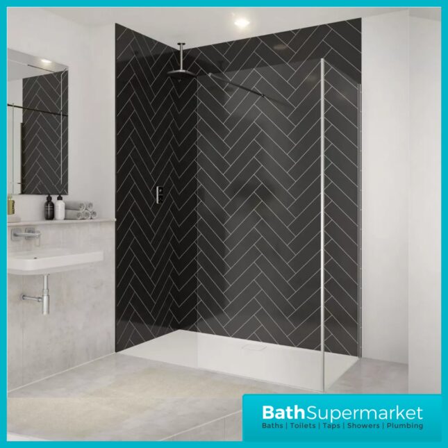 Merlyn Chrome 8mm Wetroom Clear Glass Screen Shower Panel & Accessories Pack